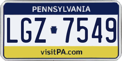 PA license plate LGZ7549
