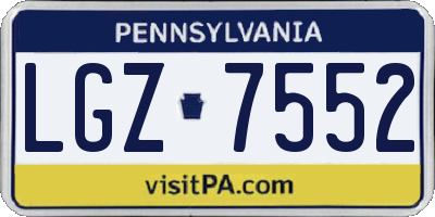 PA license plate LGZ7552