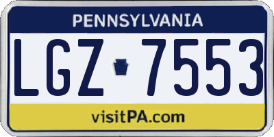 PA license plate LGZ7553
