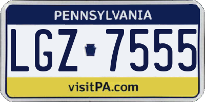 PA license plate LGZ7555