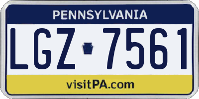 PA license plate LGZ7561