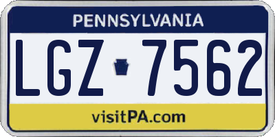 PA license plate LGZ7562