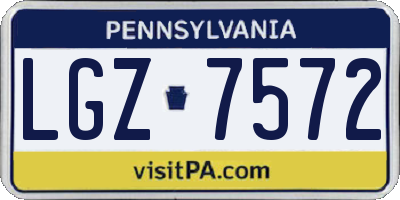 PA license plate LGZ7572