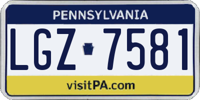 PA license plate LGZ7581