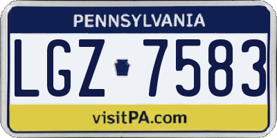 PA license plate LGZ7583