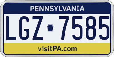 PA license plate LGZ7585