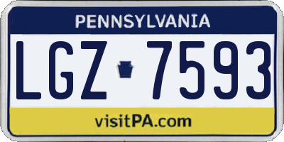 PA license plate LGZ7593