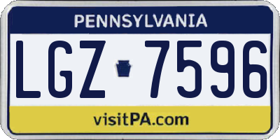 PA license plate LGZ7596