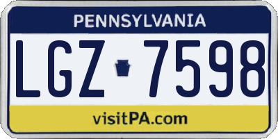 PA license plate LGZ7598