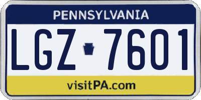PA license plate LGZ7601