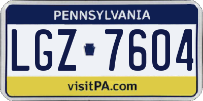 PA license plate LGZ7604