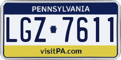 PA license plate LGZ7611