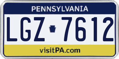 PA license plate LGZ7612