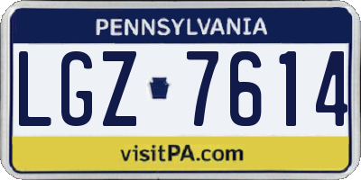 PA license plate LGZ7614