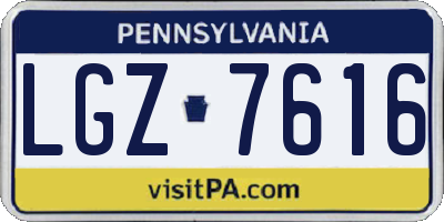 PA license plate LGZ7616