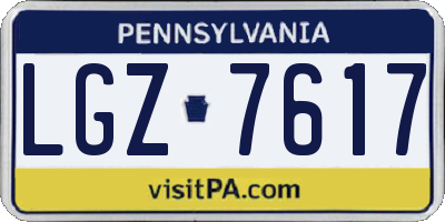 PA license plate LGZ7617