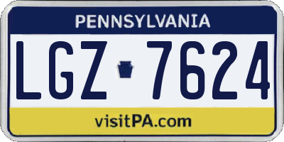 PA license plate LGZ7624