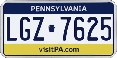 PA license plate LGZ7625
