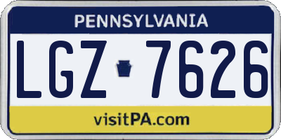 PA license plate LGZ7626