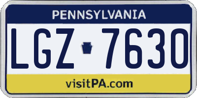 PA license plate LGZ7630