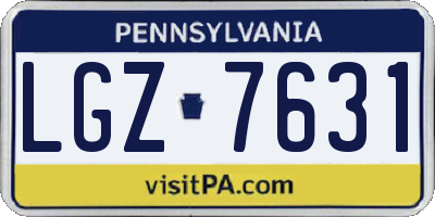 PA license plate LGZ7631