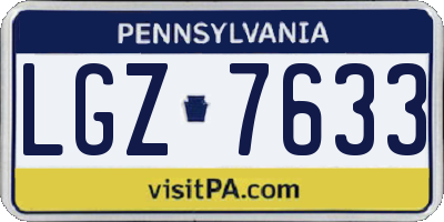 PA license plate LGZ7633