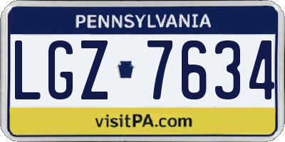 PA license plate LGZ7634