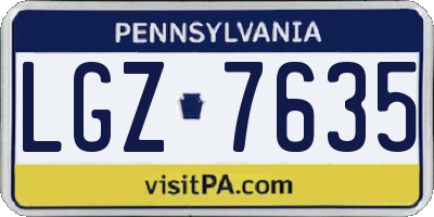 PA license plate LGZ7635
