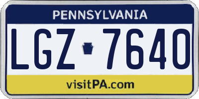 PA license plate LGZ7640