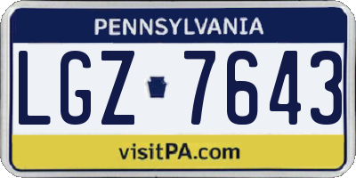 PA license plate LGZ7643