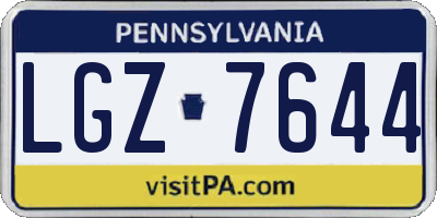 PA license plate LGZ7644
