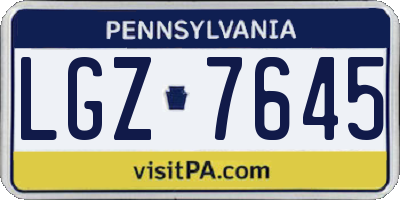 PA license plate LGZ7645