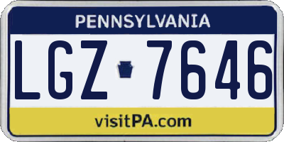 PA license plate LGZ7646