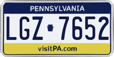 PA license plate LGZ7652