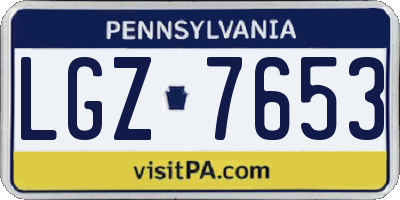 PA license plate LGZ7653