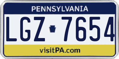 PA license plate LGZ7654