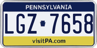 PA license plate LGZ7658