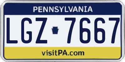 PA license plate LGZ7667