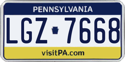PA license plate LGZ7668