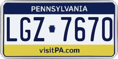 PA license plate LGZ7670