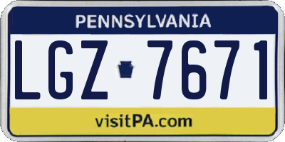 PA license plate LGZ7671