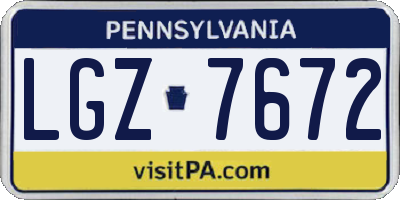 PA license plate LGZ7672