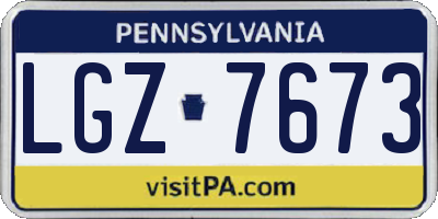 PA license plate LGZ7673