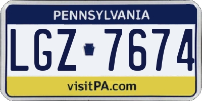PA license plate LGZ7674