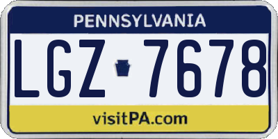 PA license plate LGZ7678
