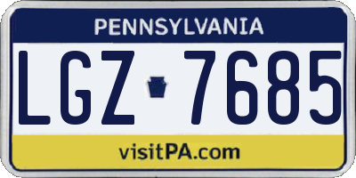 PA license plate LGZ7685