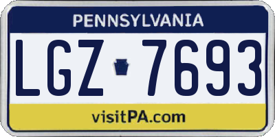 PA license plate LGZ7693