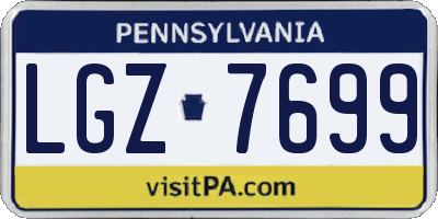 PA license plate LGZ7699