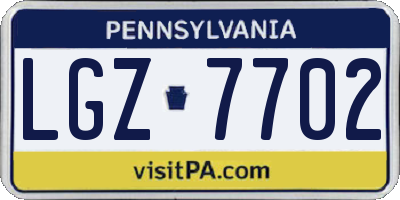 PA license plate LGZ7702