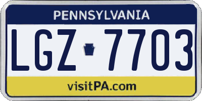 PA license plate LGZ7703